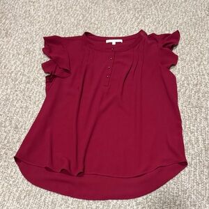 Daniel Rainn Burgundy Flutter Sleeve Blouse